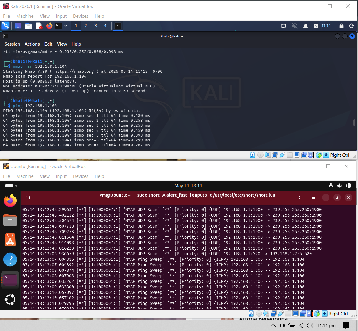 Ping sweep + Snort alerting