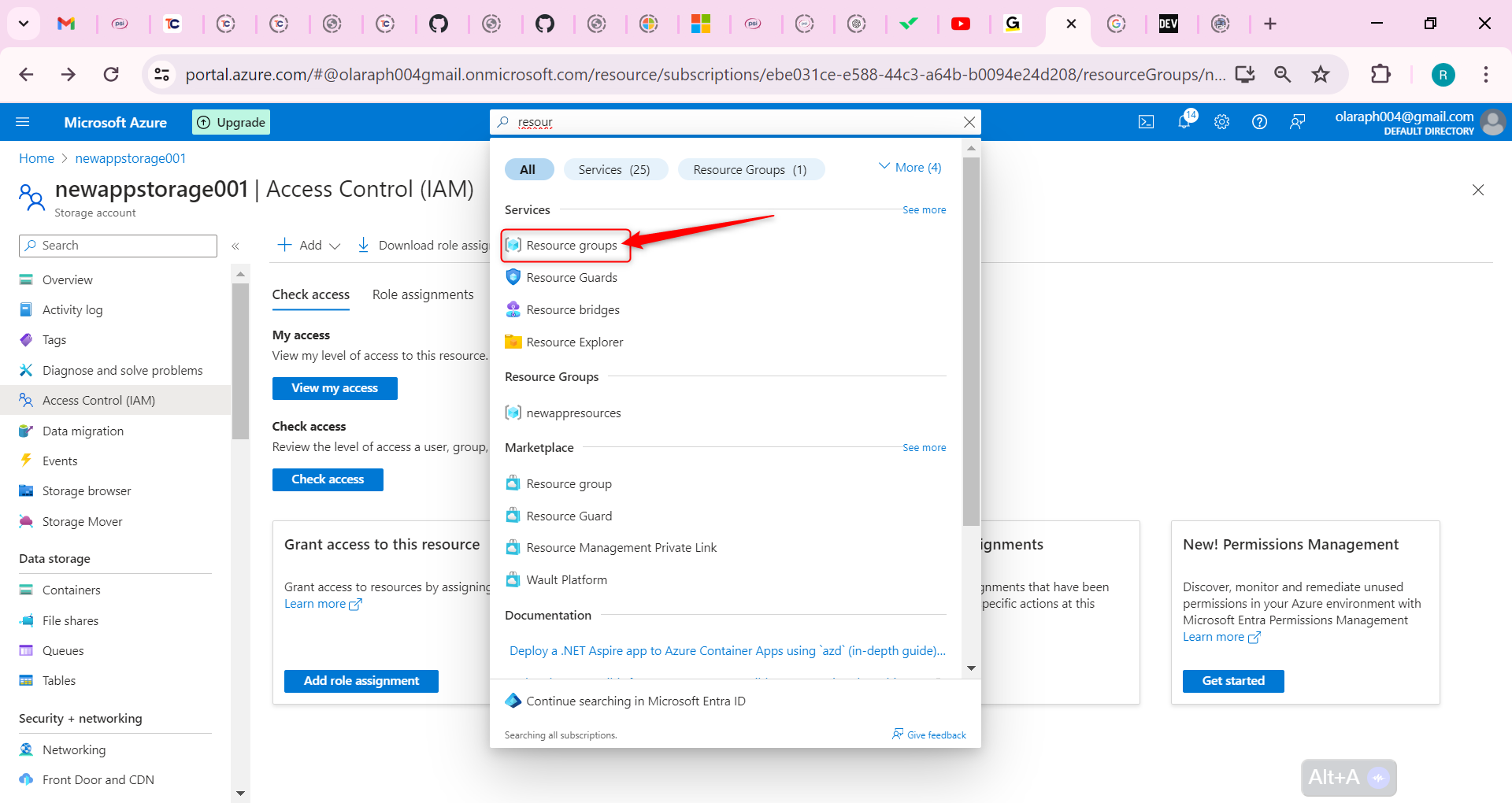 select Resource groups