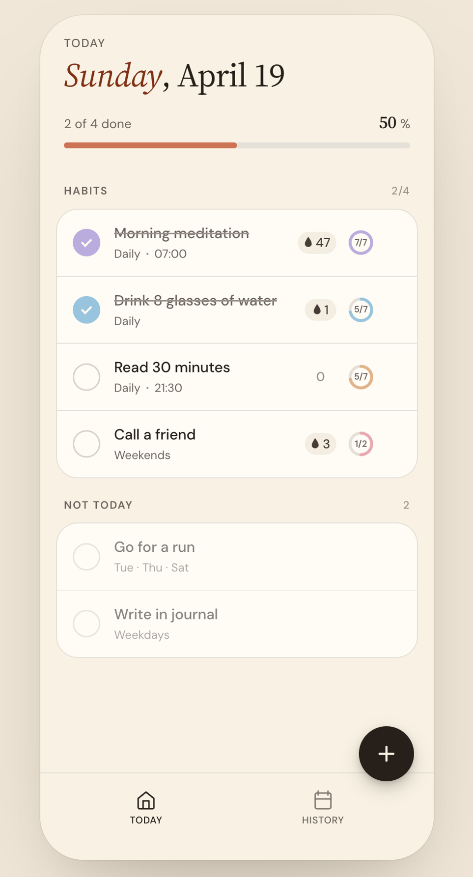 habit tracker - working app image