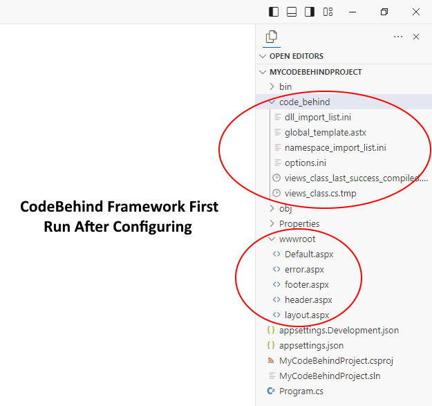 CodeBehind Framework First Run After Configuring