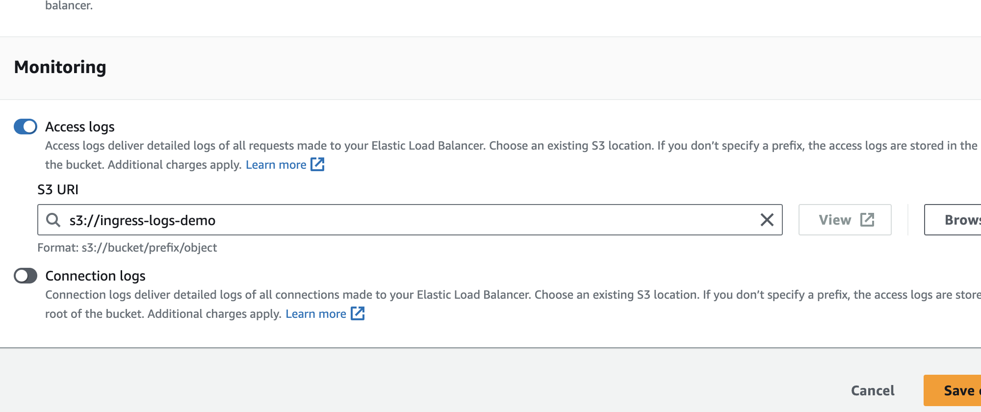 Send access logs to S3