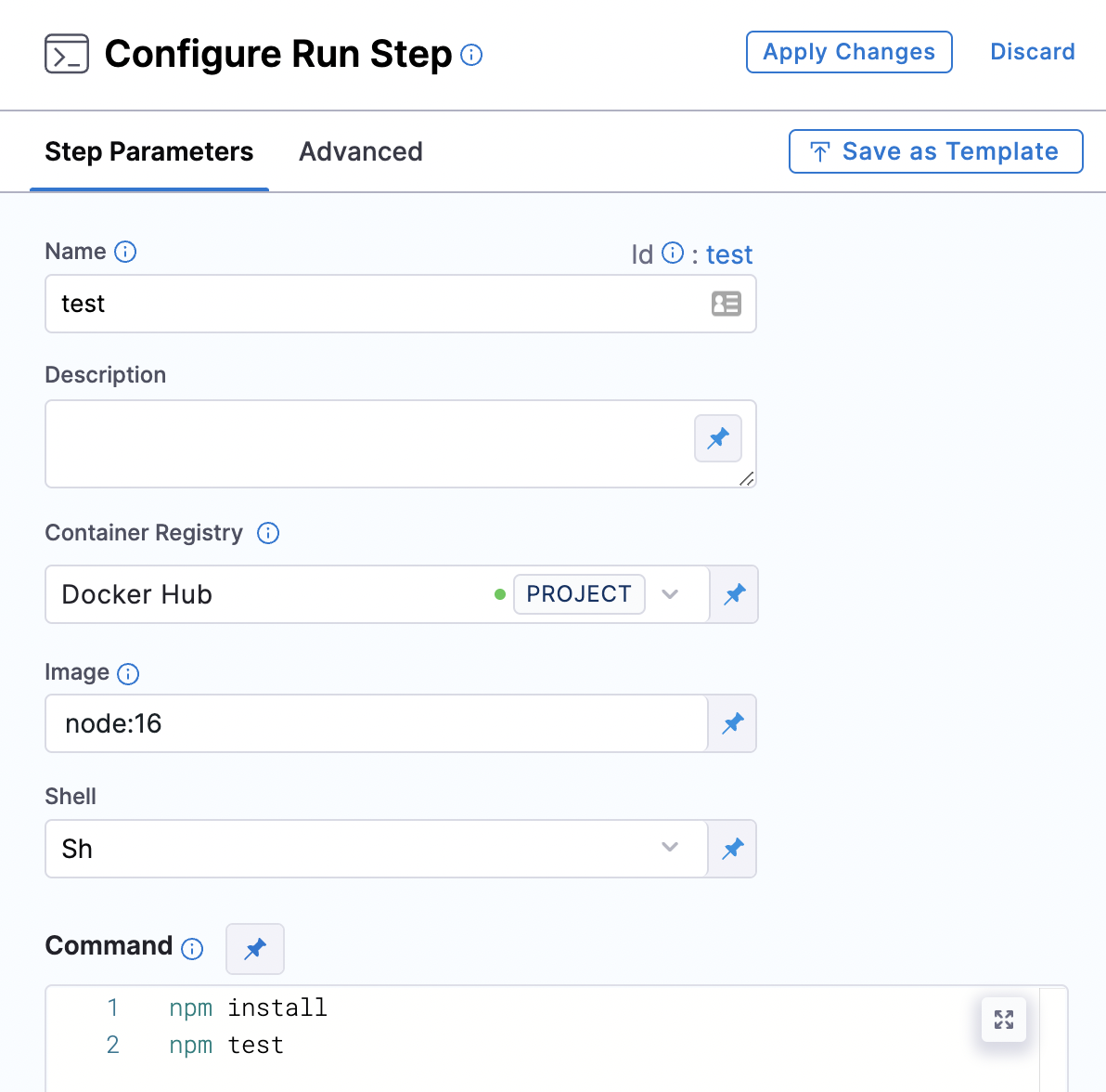 configure run step