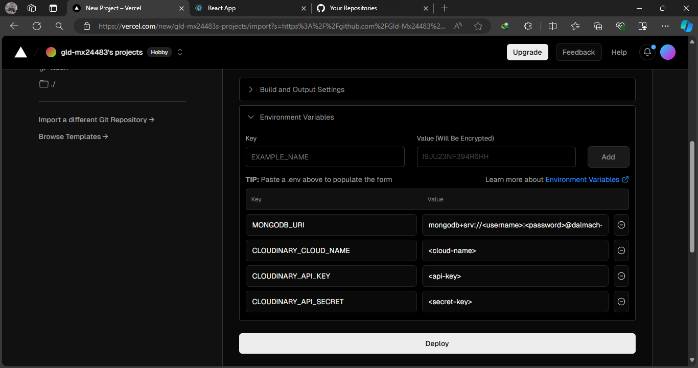 Environment Variables setup
