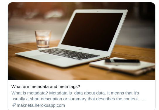 twitter card with laptop on a desk