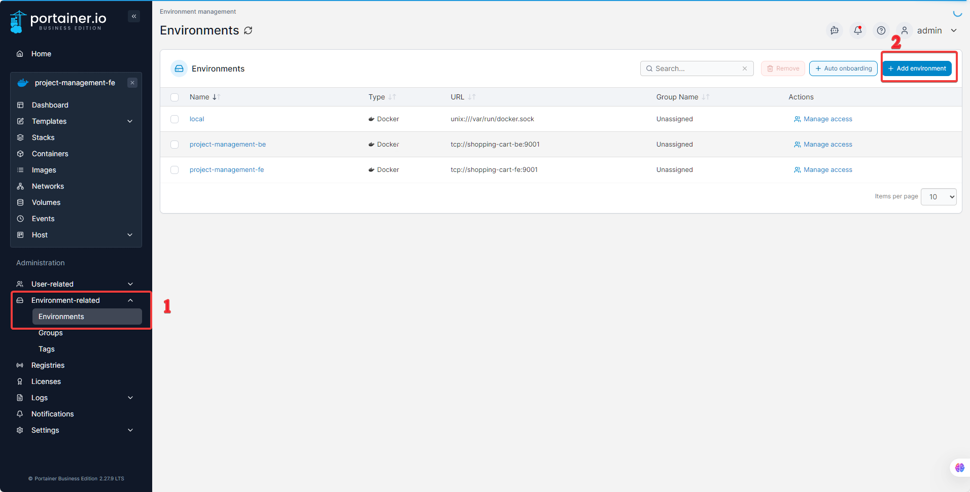 Environment Dashboard