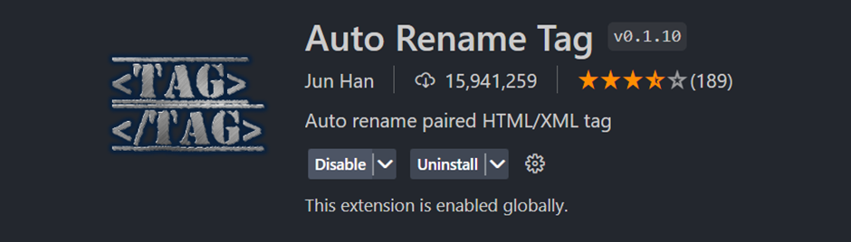 Auto rename tag extension