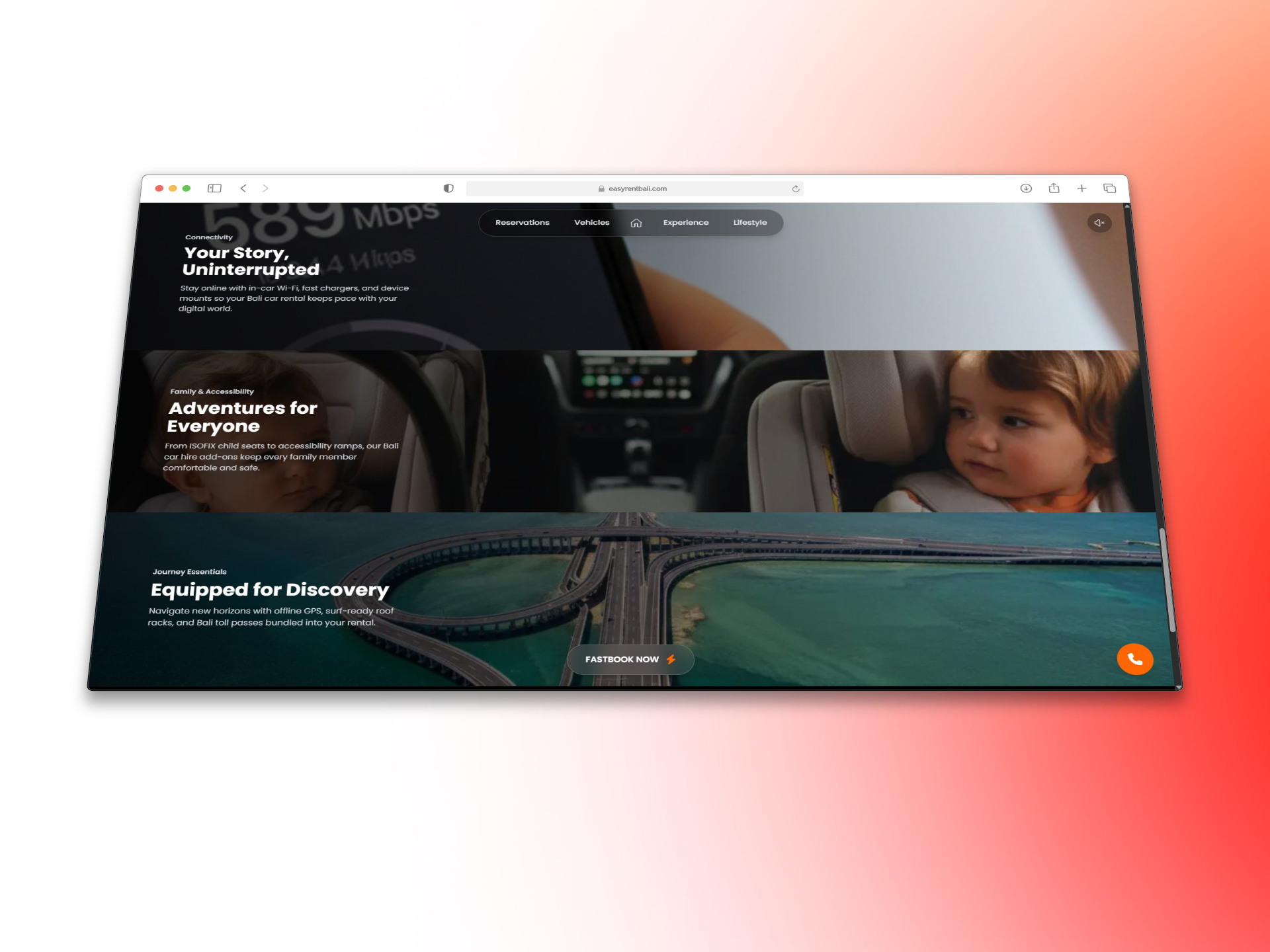 The vehicle selection page of the Easy Rent Bali website on a mobile device, displaying different car models with clear pricing and high-quality images.