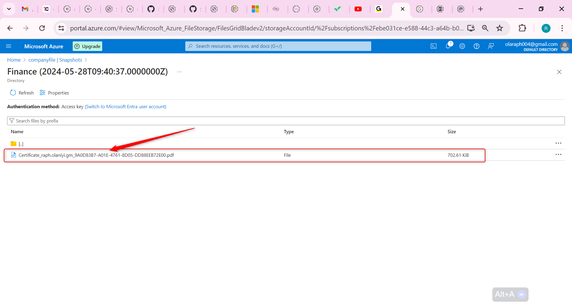 file you want to restore