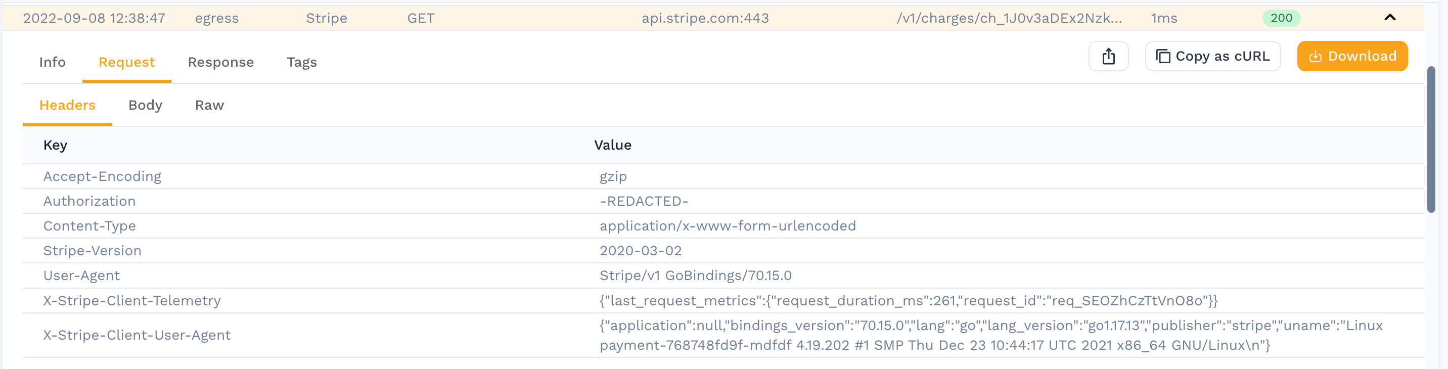 API Transaction Details