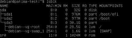 Block devices list of the VM. Cloud-init drive is not shown.