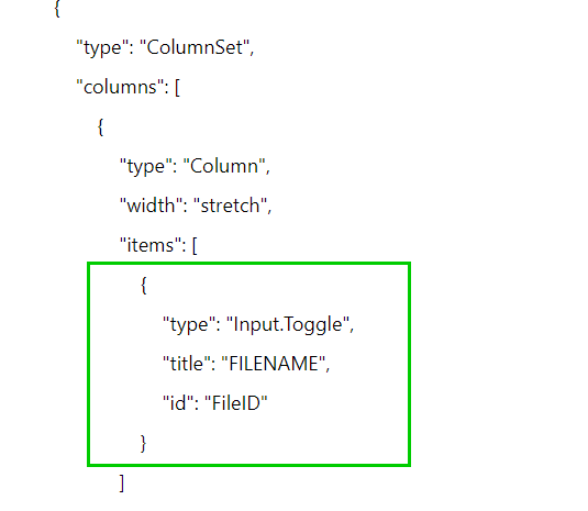 Array inside Adaptive Card