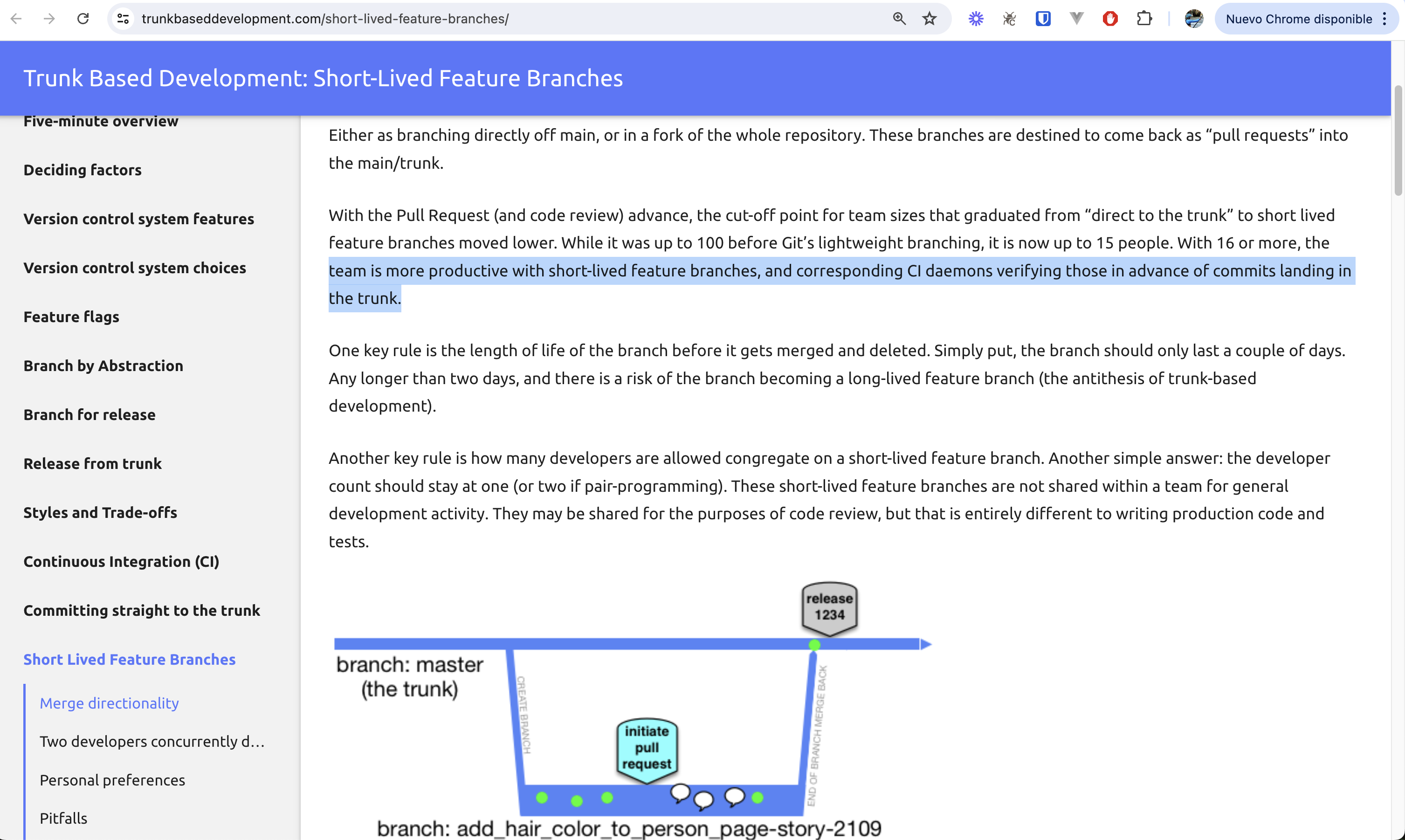 feature branches in trunk based development