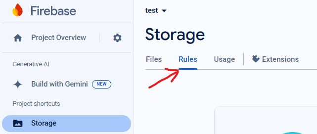 storage rules tab