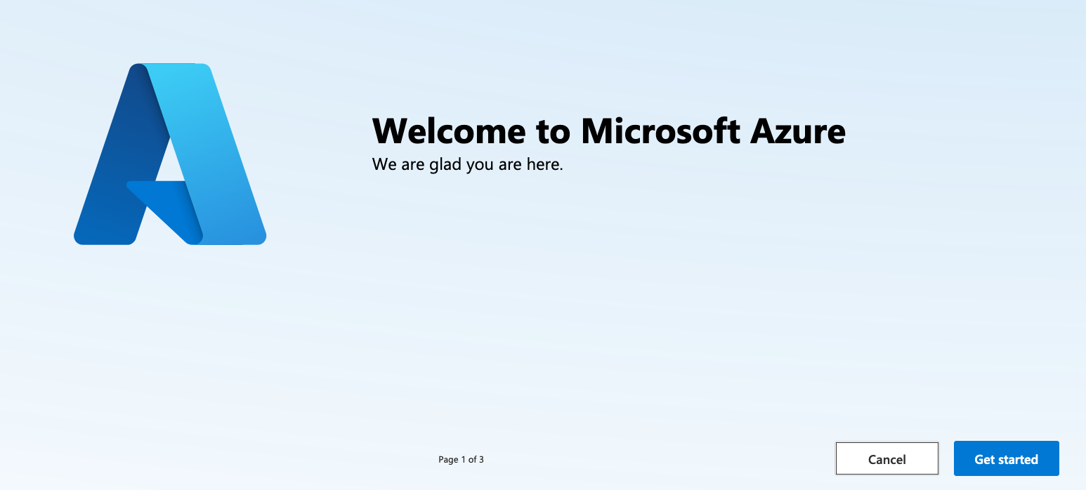 Azure Welcome Screen