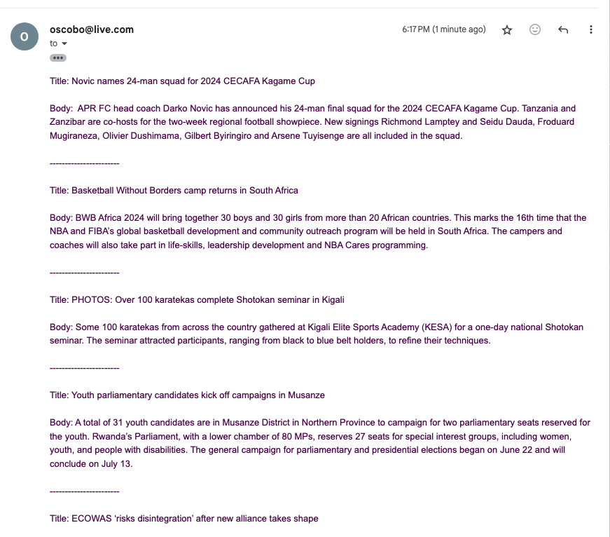 Emails in email inbox