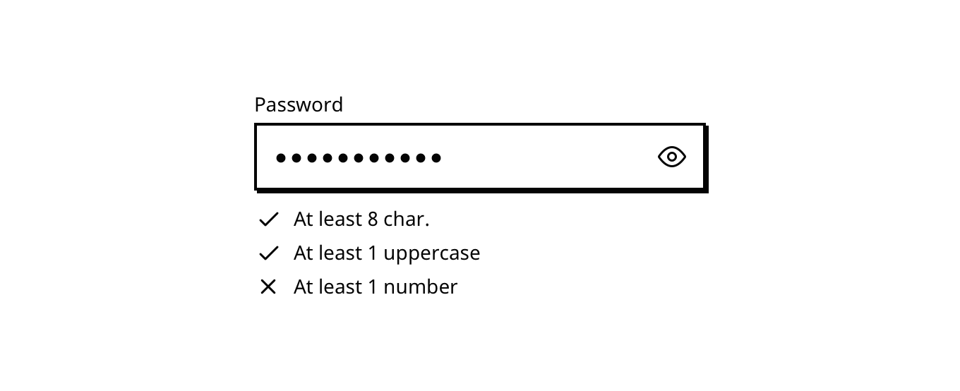 Limit the password conditions and display them