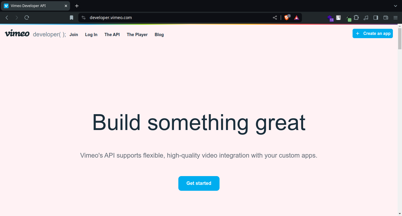 Vimeo developer website
