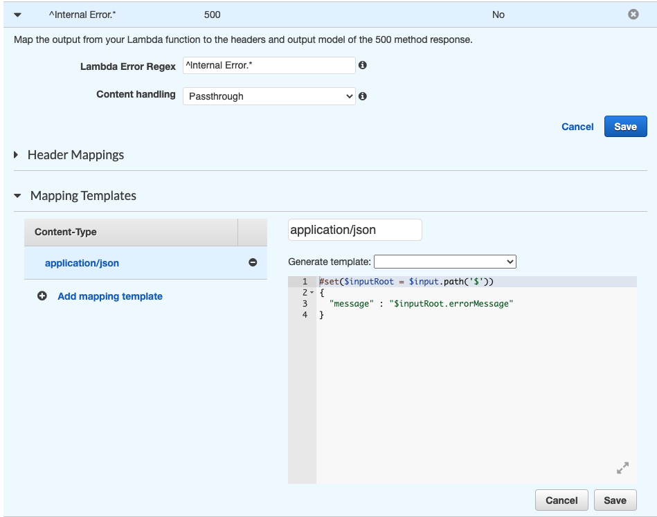 Config Mapping for HTTP 500