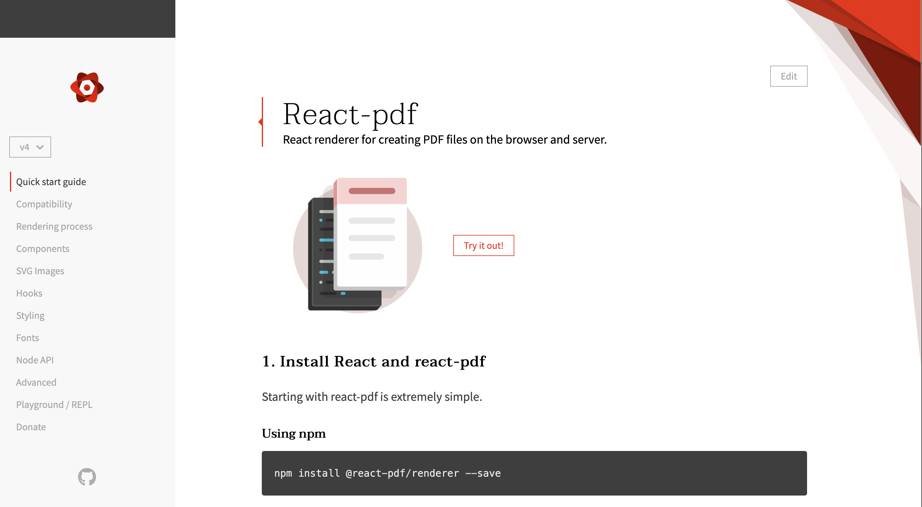 Screenshot of react-pdf