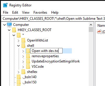 Rename of Sublime Text 3 registry key to dev.to