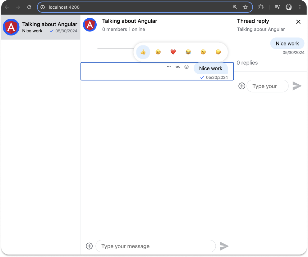 Chat UI with emojis
