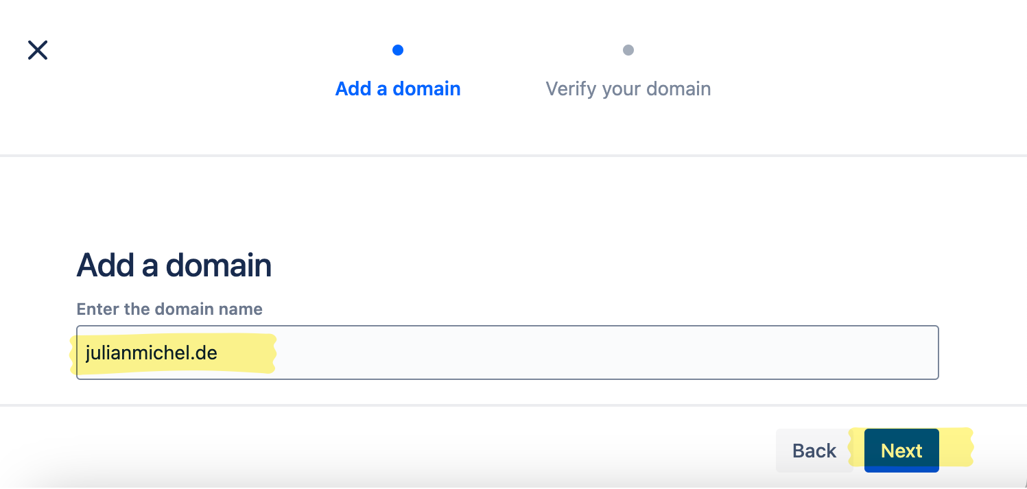 Enter the domain name