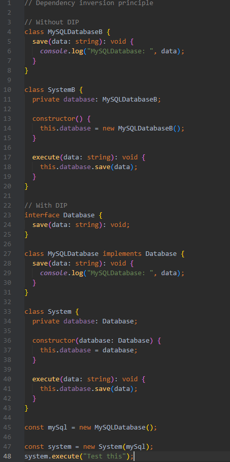 Dependency inversion principle code example