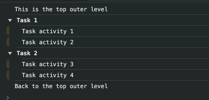 console.group example