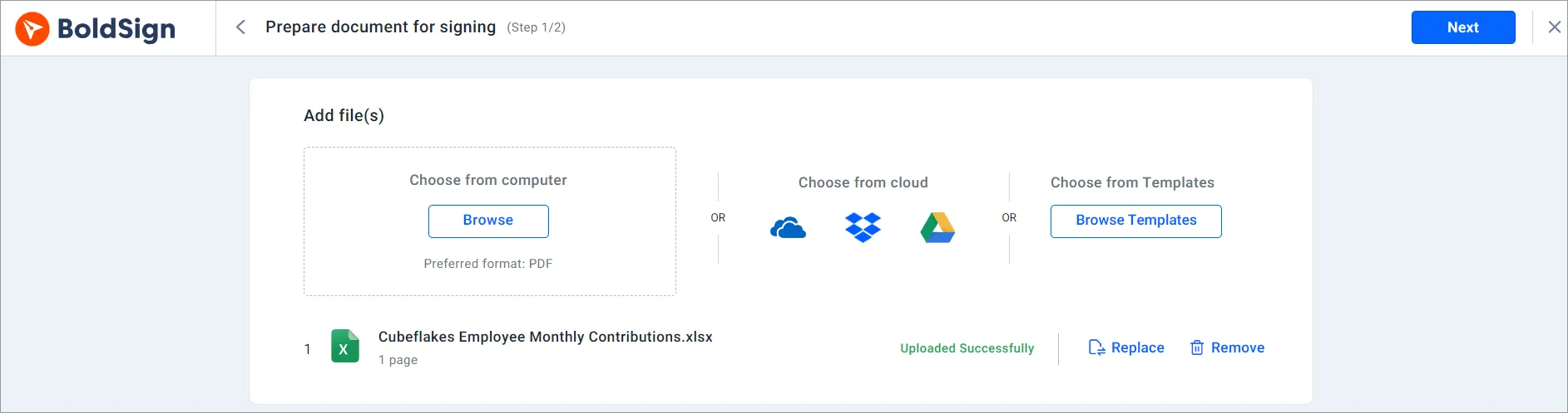 Upload your document