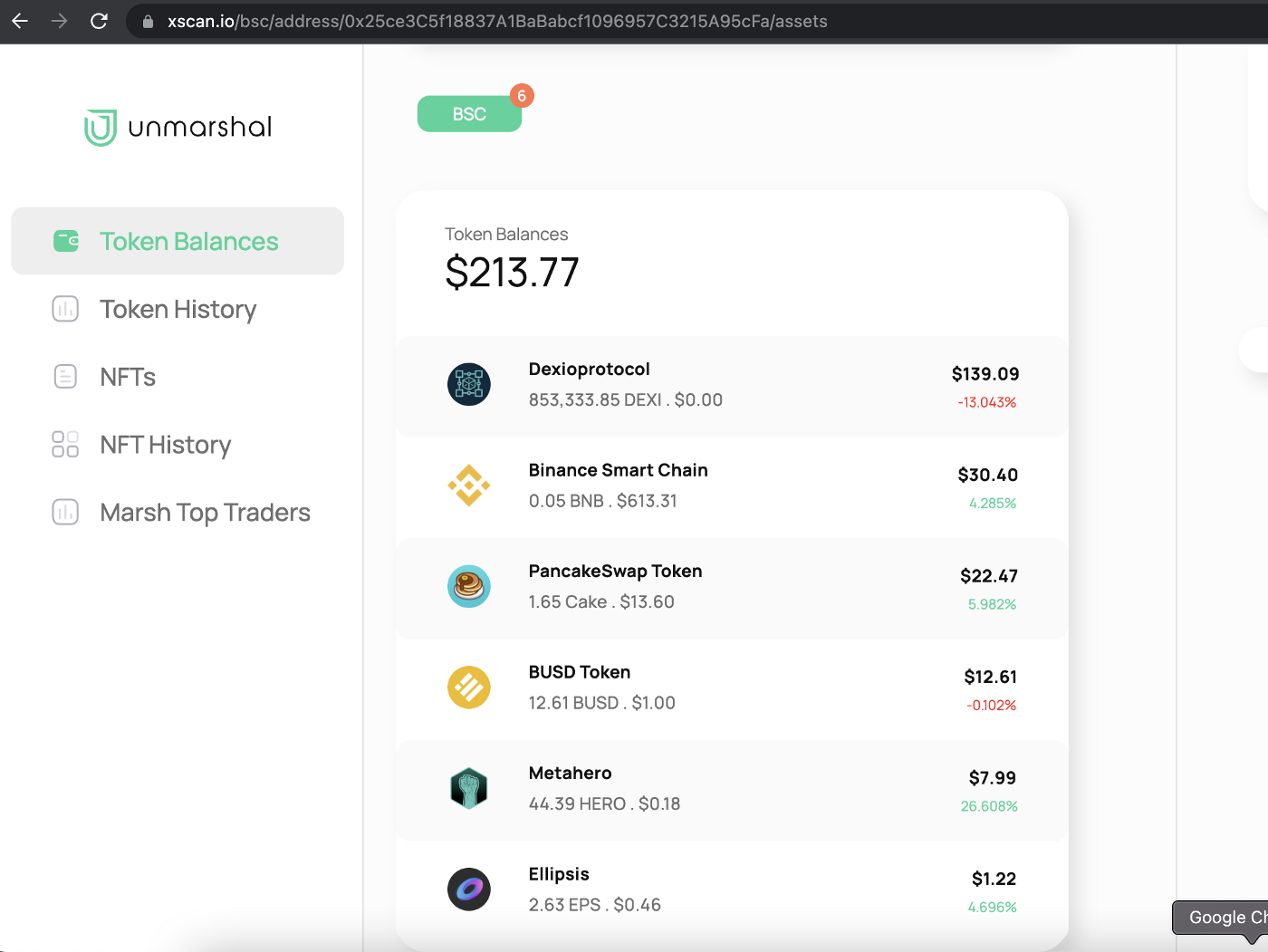 Screenshot was taken from Unmarshal’s amazing multi-chain explorer Xscan.
