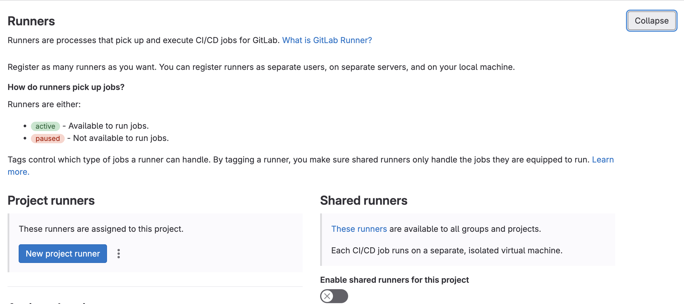 Set up runner configuration