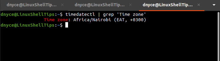 linux terminal with timezone