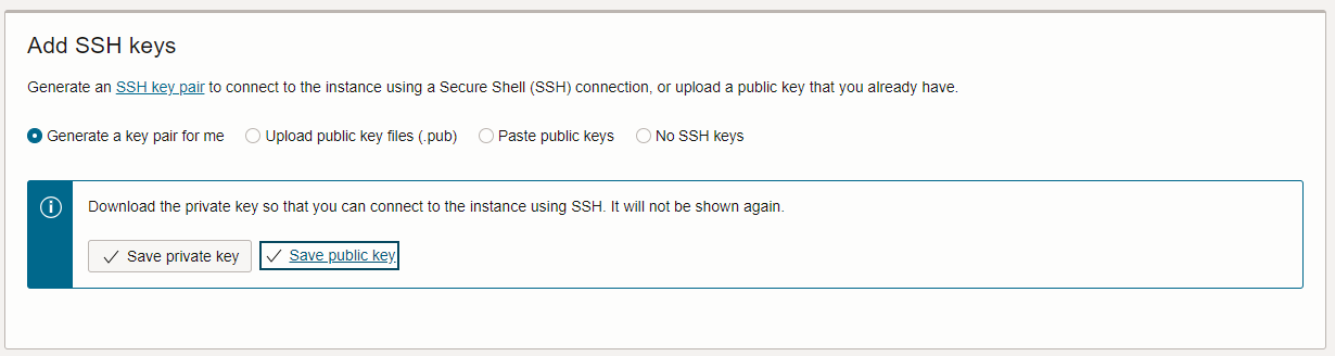 Tela de instâncias - chave SSH