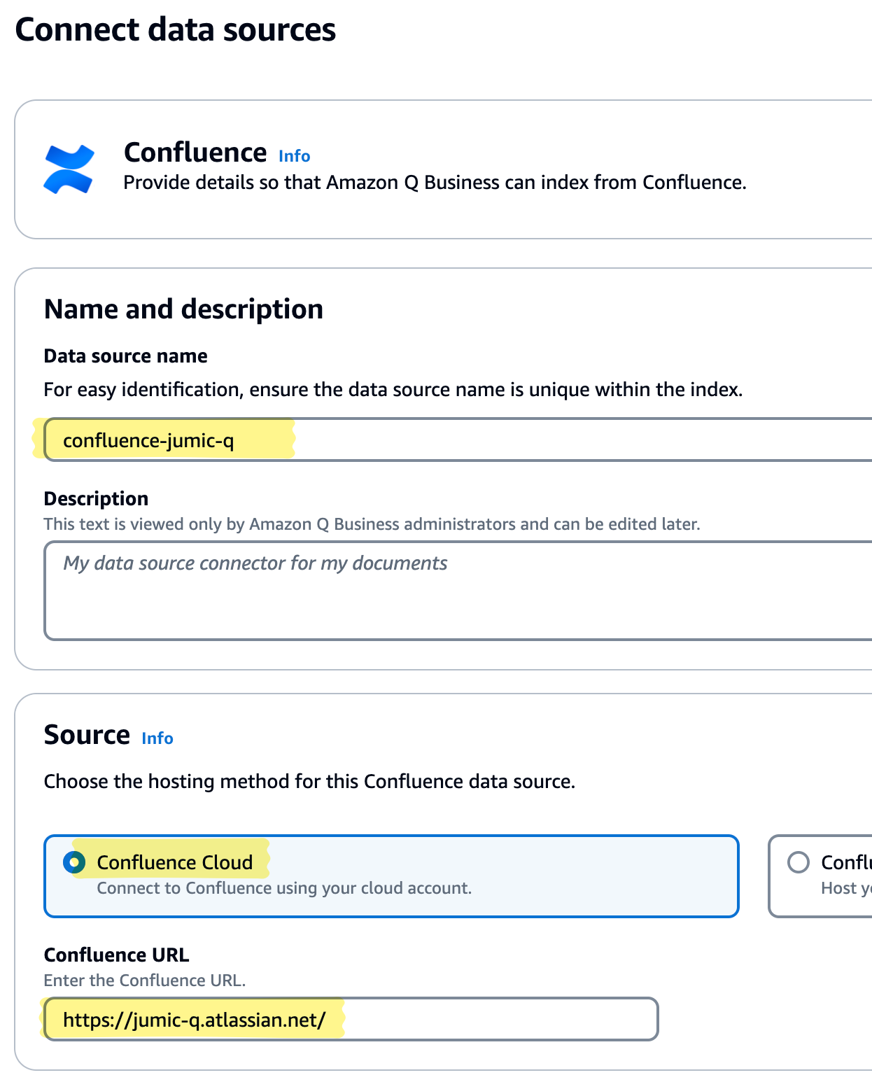 Confluence data source properites