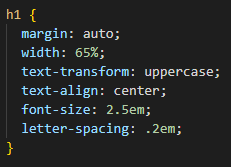 Block of code demoing styling H1 element