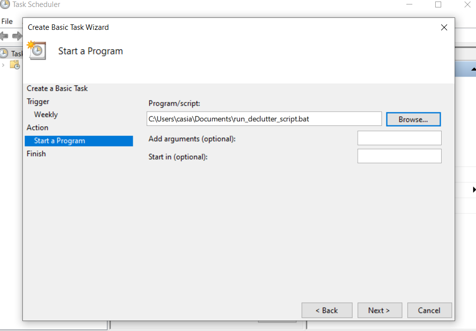 File Browse — Automate Python Script to organize downloads folder