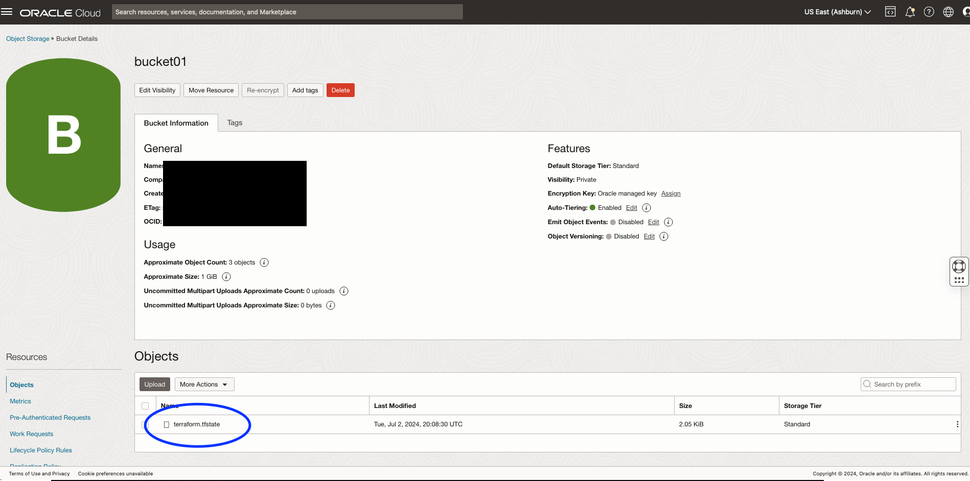 tfstate file in bucket