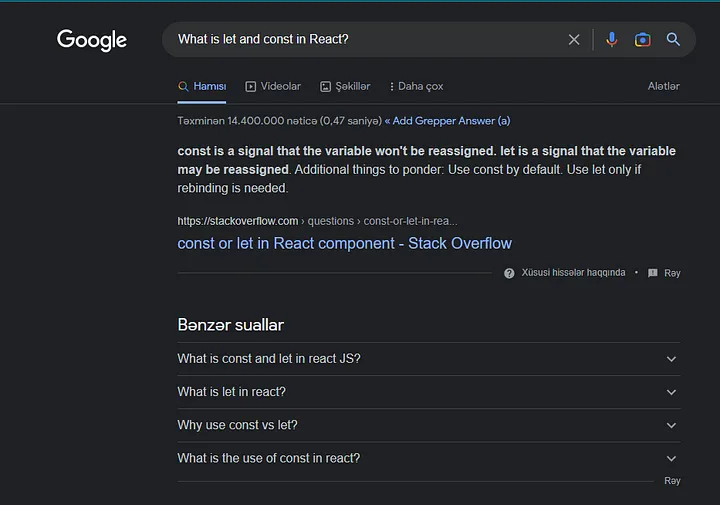 Research: What is let and const in React?