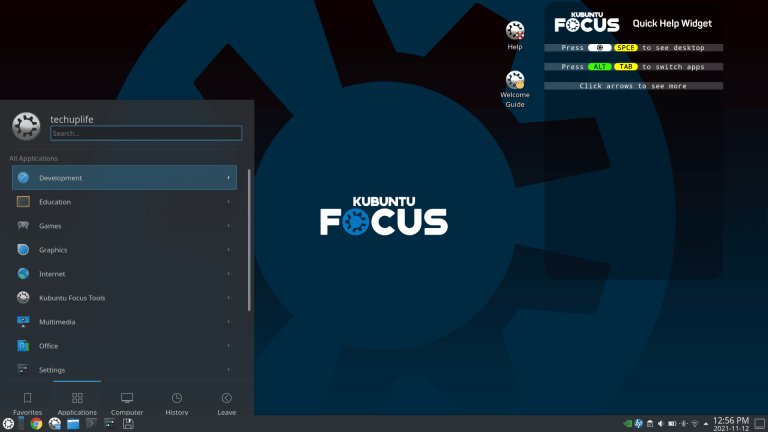 Kubuntu KDE Plasma menu