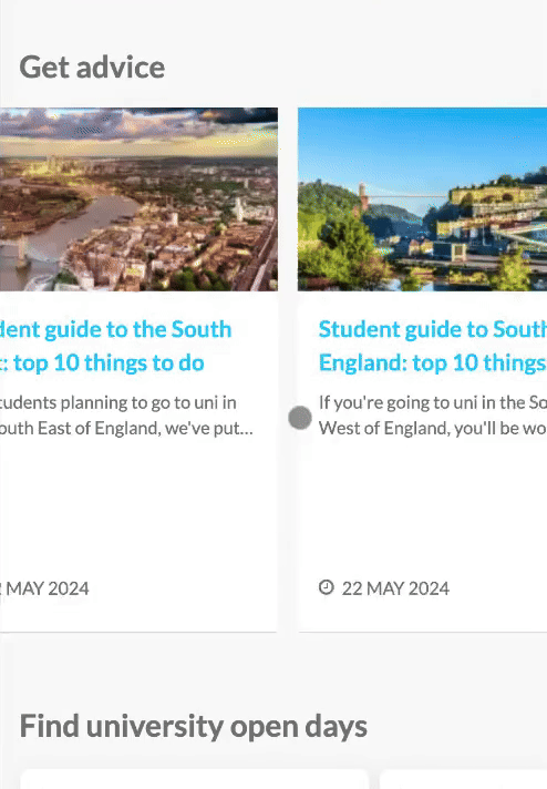 Table generated from above code block's effect on mobile - using scroll snaps