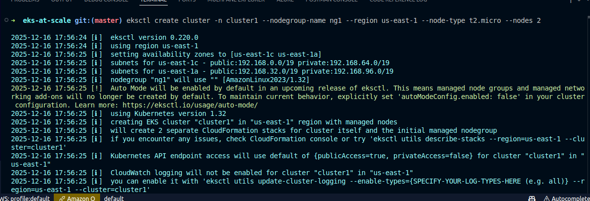 Create cluster