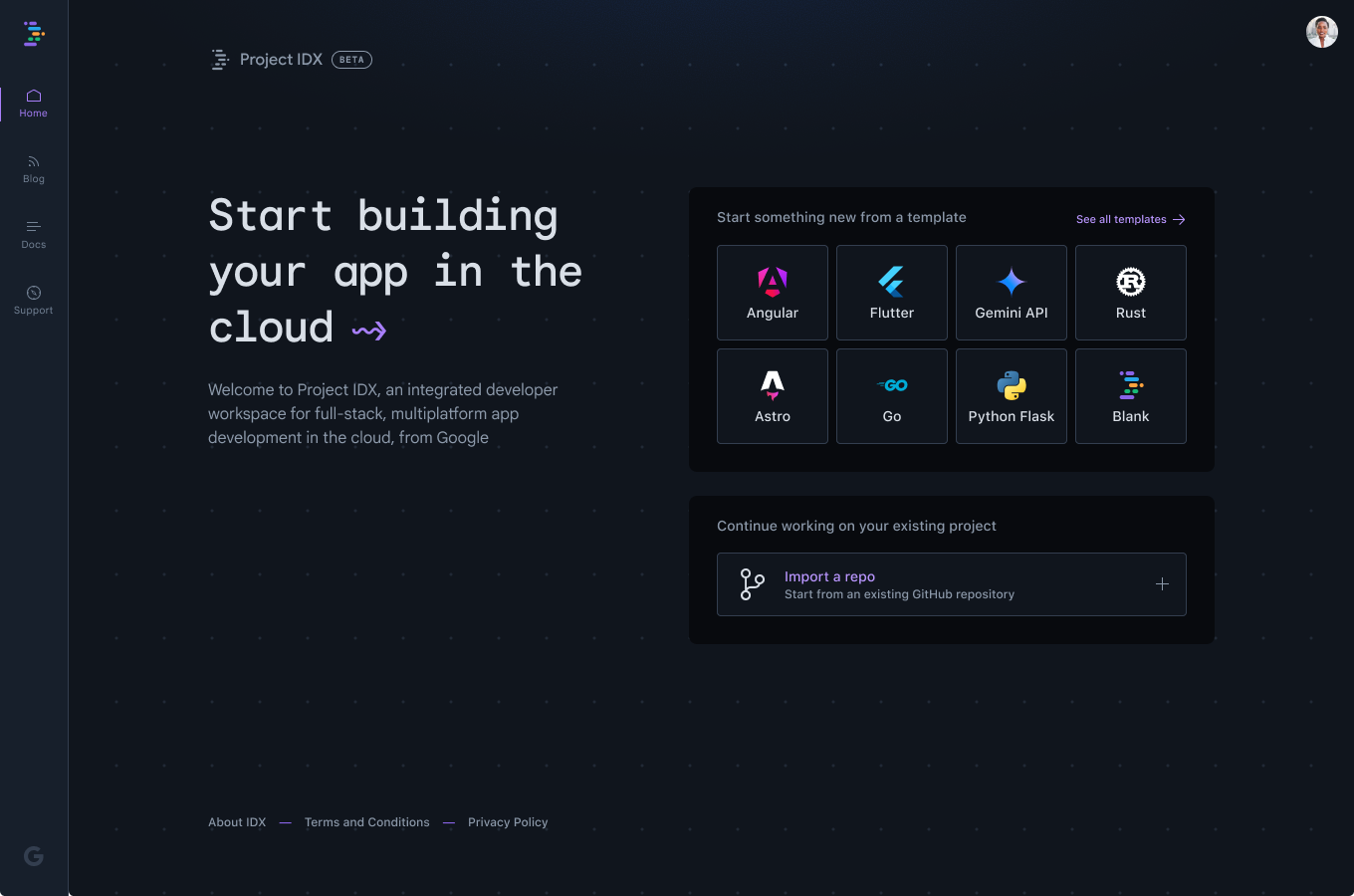Project IDX templates