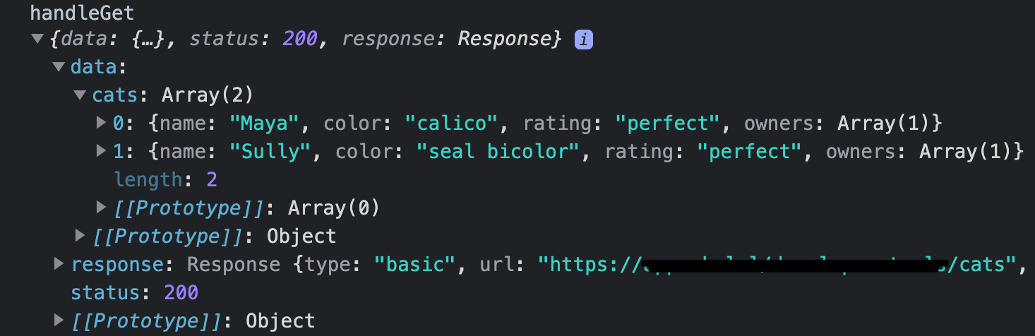 Console.log response
