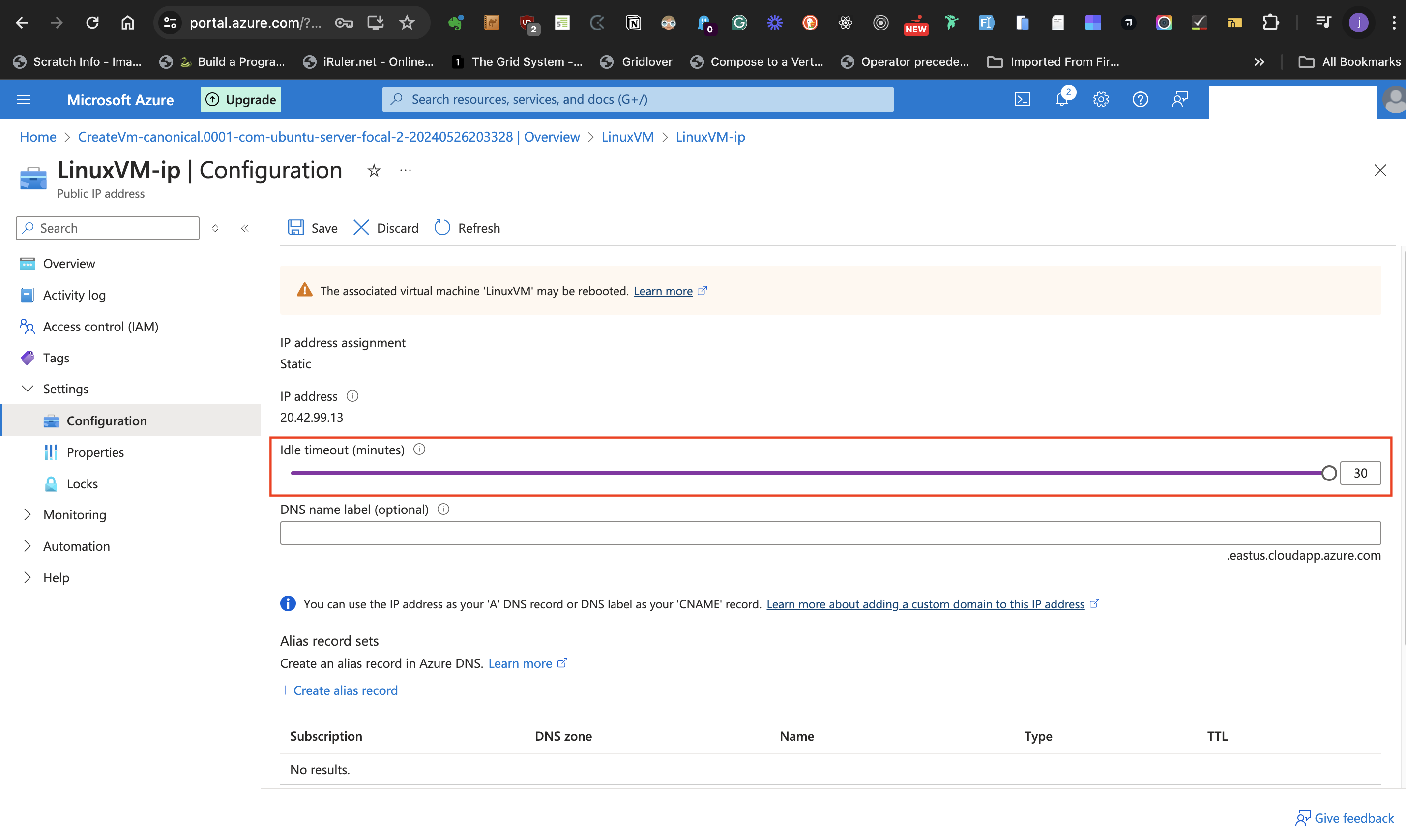 IP configuration page