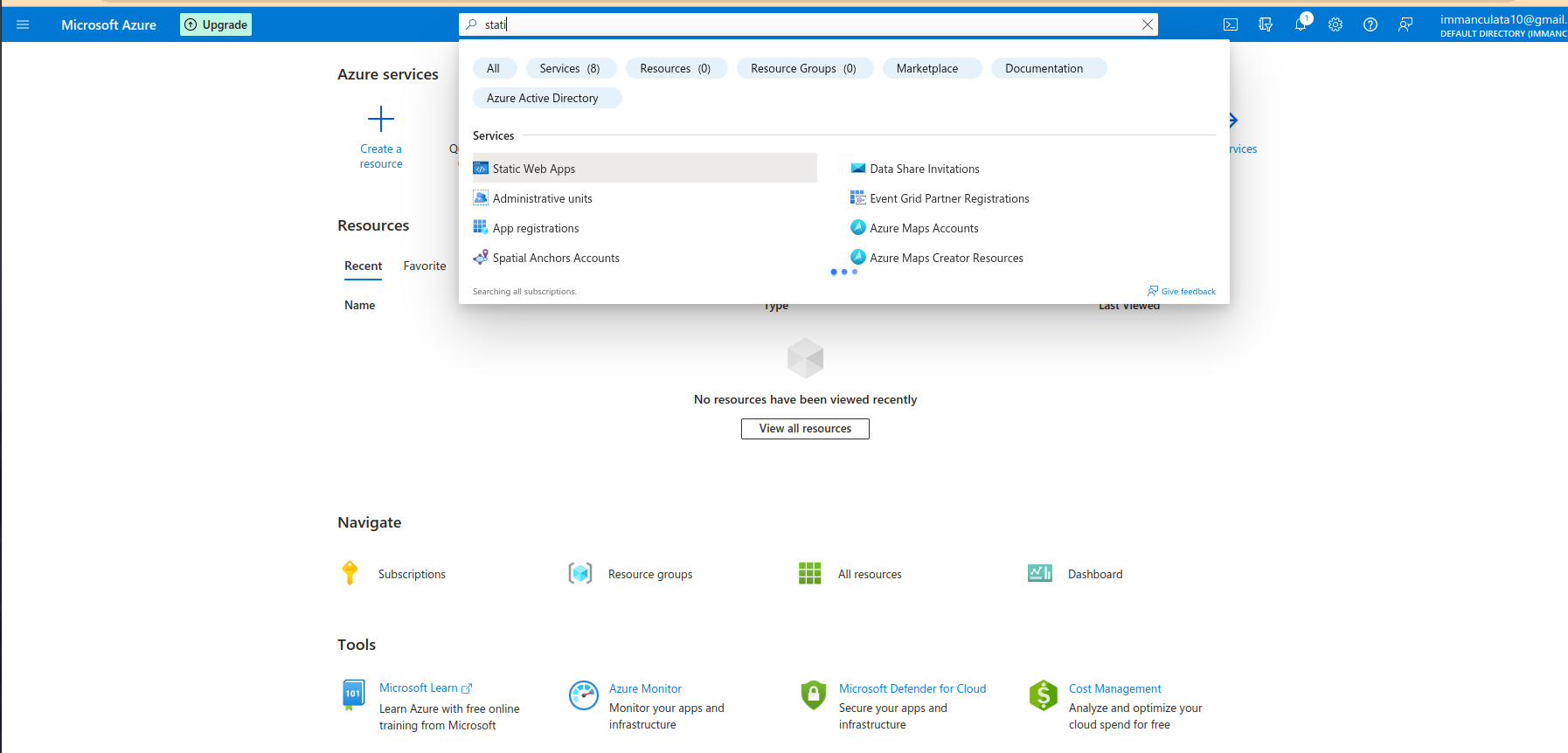 Search static web app