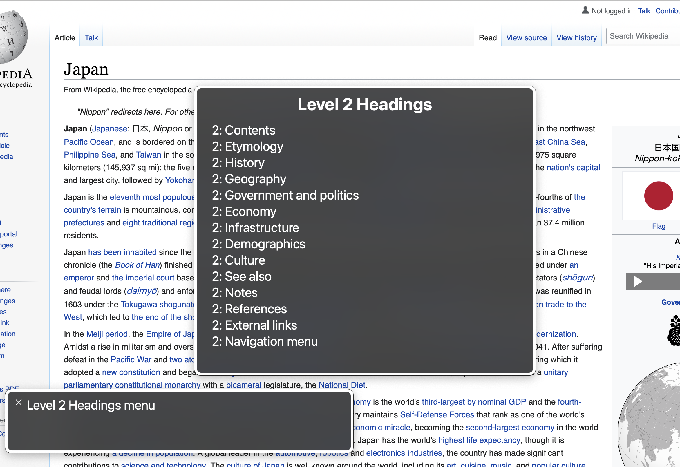 List only showing Headings Level 2