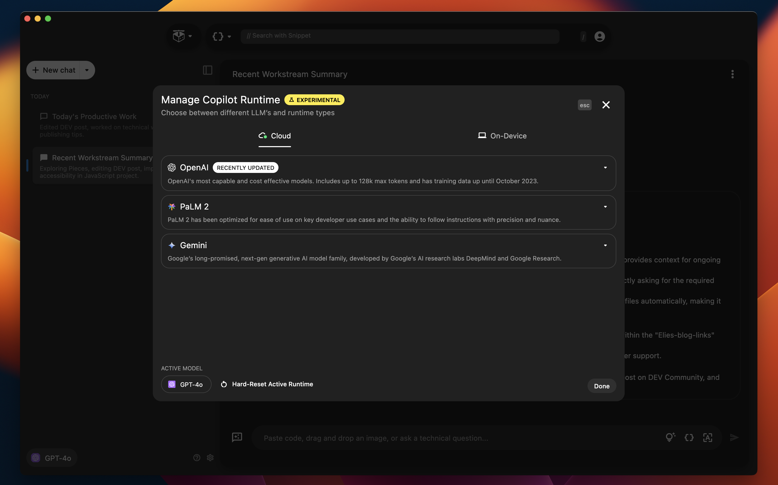 manage copilot runtime feature
