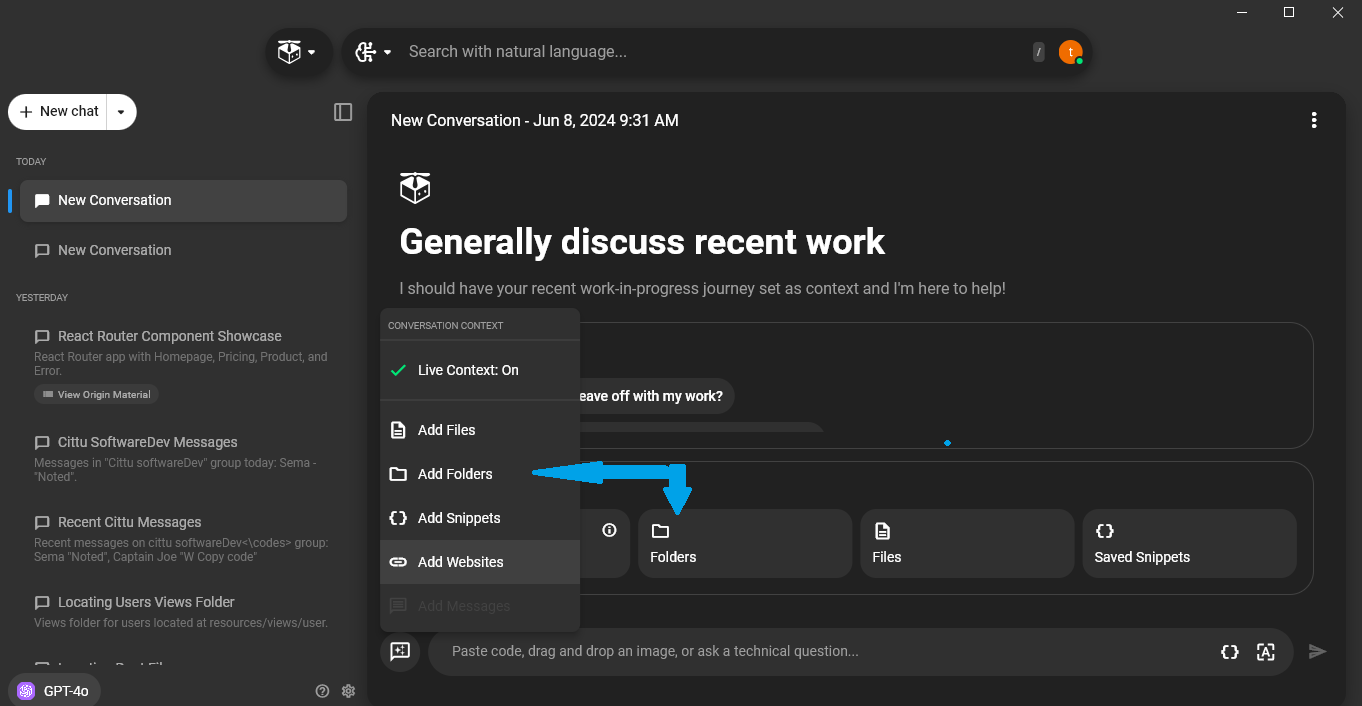 Image showing both ways of adding folder to context