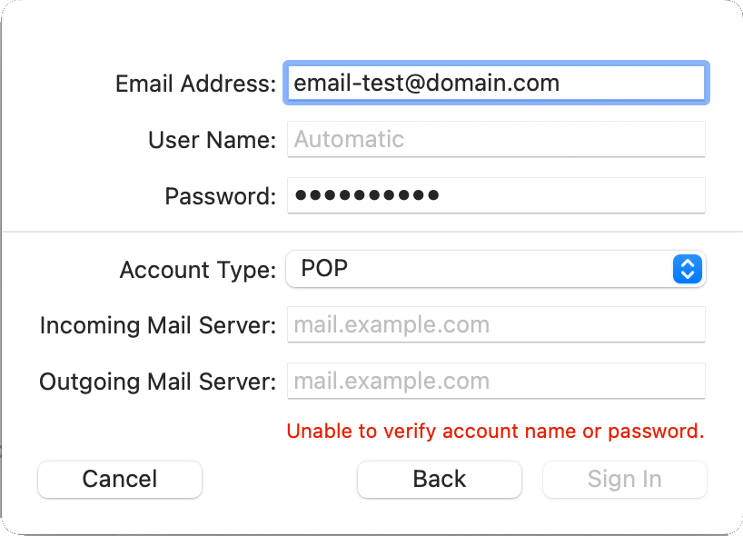 Mail settings