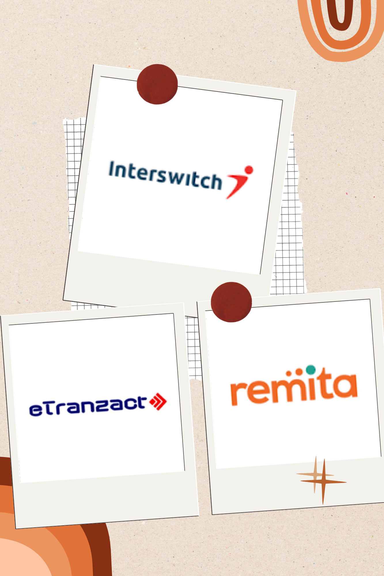 A collage of Interswitch, Remita and E-Tranzact